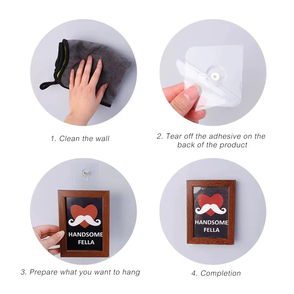 10Pcs Strong Adhesive Hooks Picture Frame Poster No Drilling Hooks Waterproof Durable Kitchen Bathroom Accessories Screw Hooks