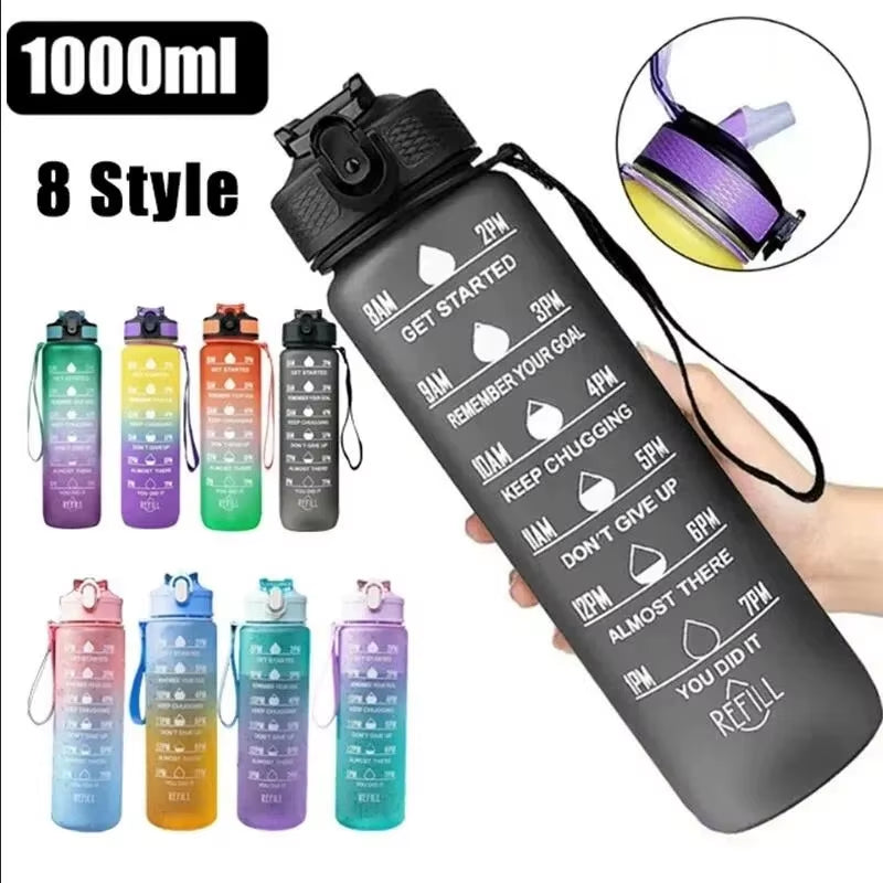 1 Liter Water Bottle Motivational Sport Water Bottle Leakproof Drinking Bottles Outdoor Travel Gym Fitness Jugs for Kitchen