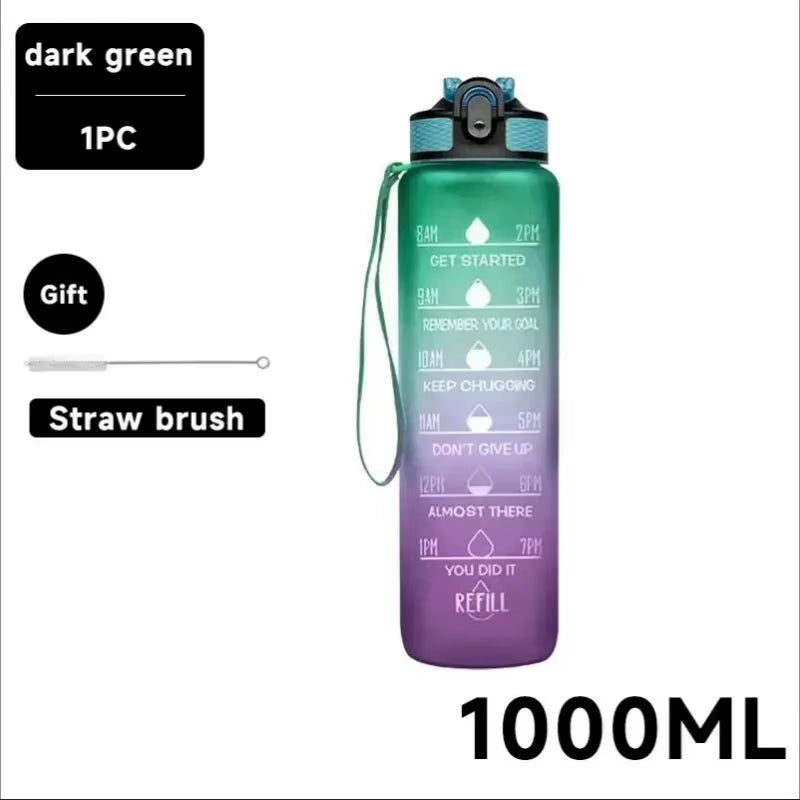 1 Liter Water Bottle Motivational Sport Water Bottle Leakproof Drinking Bottles Outdoor Travel Gym Fitness Jugs for Kitchen