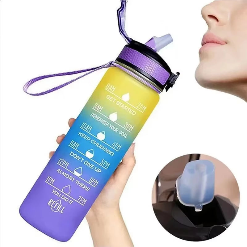 1 Liter Water Bottle Motivational Sport Water Bottle Leakproof Drinking Bottles Outdoor Travel Gym Fitness Jugs for Kitchen