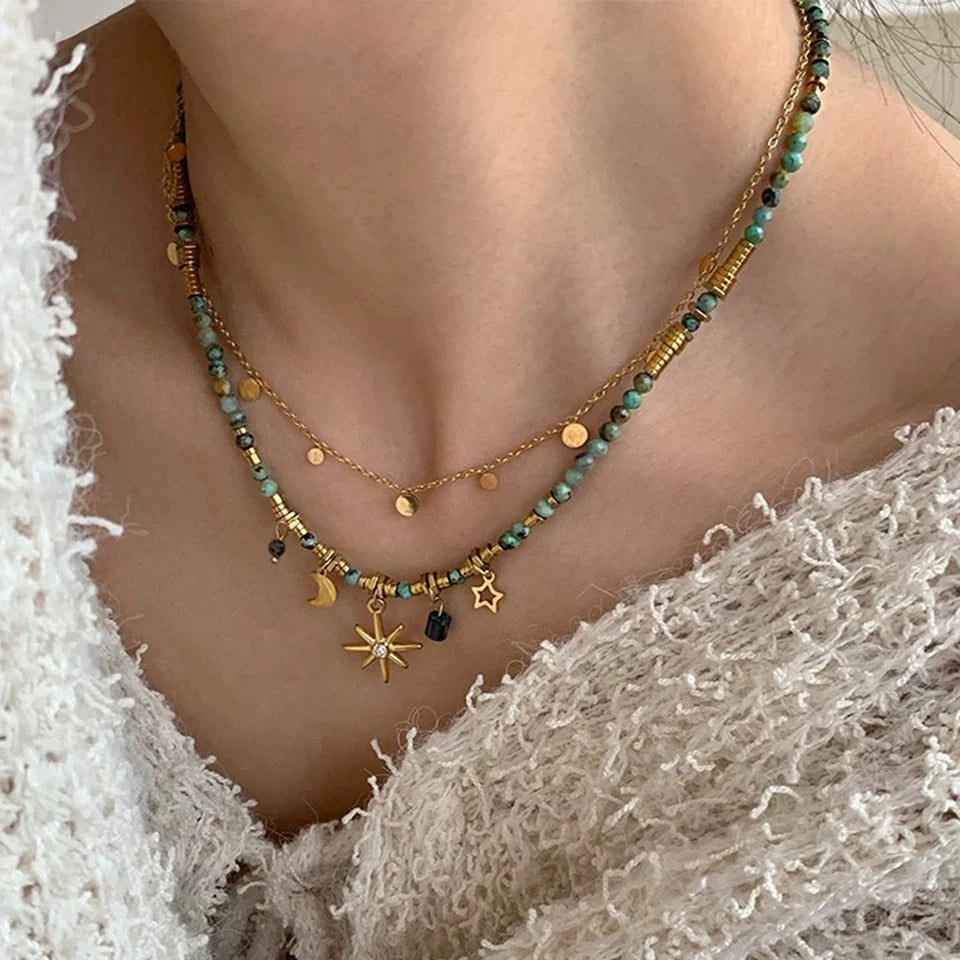 Shine with elegance in our ZAKOL Vintage Bohemian Necklace. Featuring dazzling star-shaped crystals and a unique boho-inspired design, this necklace adds a touch of glamour to any outfit. Ideal for parties, weddings, or everyday chic styling.