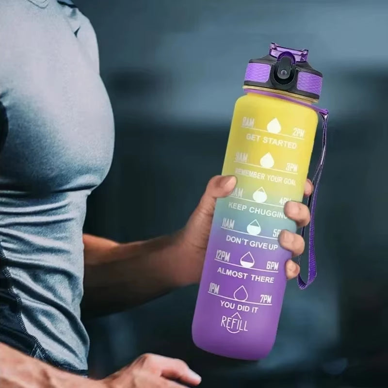 1 Liter Water Bottle Motivational Sport Water Bottle Leakproof Drinking Bottles Outdoor Travel Gym Fitness Jugs for Kitchen