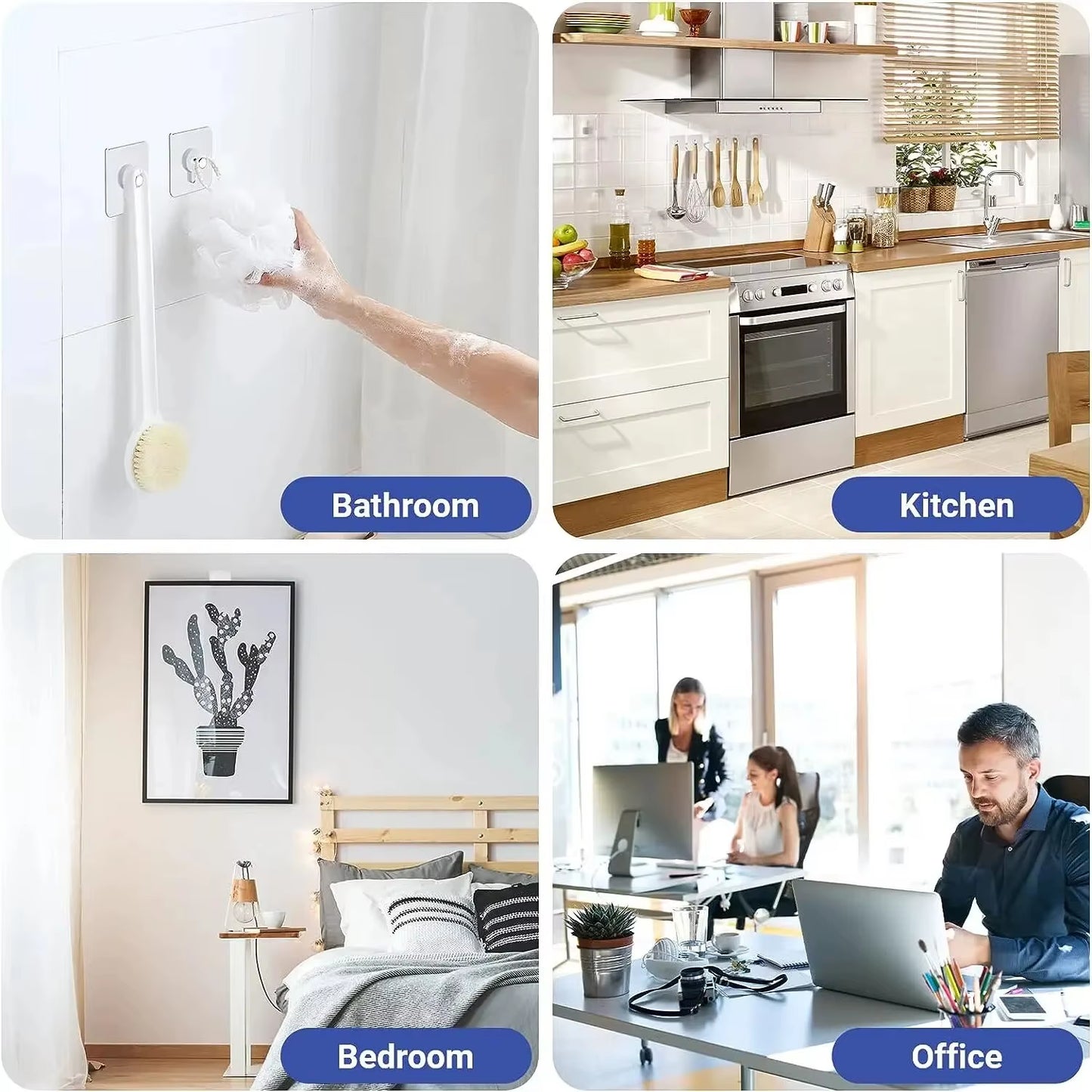 10Pcs Strong Adhesive Hooks Picture Frame Poster No Drilling Hooks Waterproof Durable Kitchen Bathroom Accessories Screw Hooks