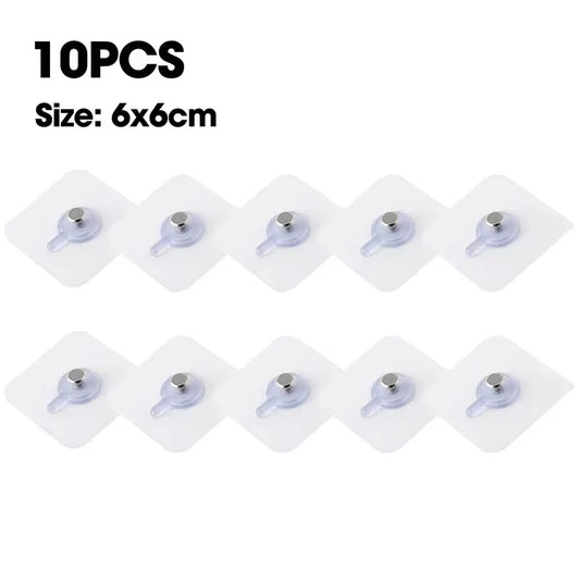10Pcs Strong Adhesive Hooks Picture Frame Poster No Drilling Hooks Waterproof Durable Kitchen Bathroom Accessories Screw Hooks