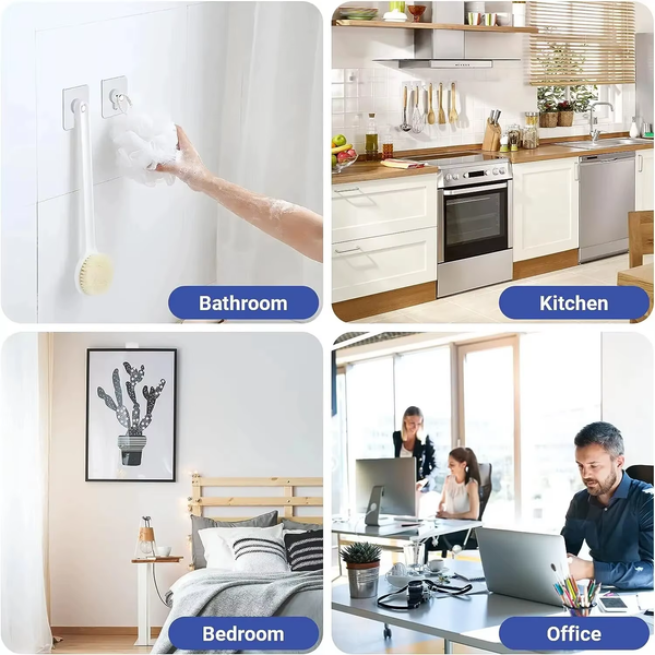 10Pcs Strong Adhesive Hooks Picture Frame Poster No Drilling Hooks Waterproof Durable Kitchen Bathroom Accessories Screw Hooks